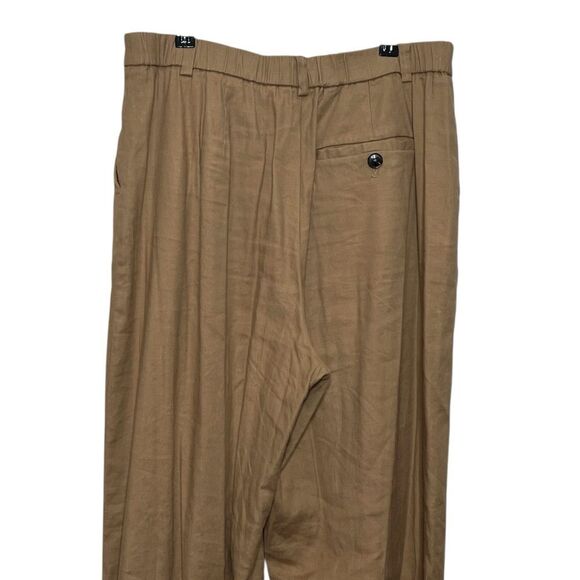 Anthropologie Maeve Avery Trousers Women’s Medium Tan Wide Leg Linen Blend - Picture 6 of 13